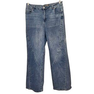 Alivia Ford Seam Detailed Wide Leg Jeans Size 14W